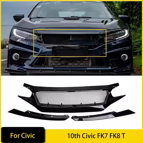 For 10th Civic FK7 FK8 TYPE-R Fiberglass Front Bumper Grille Racing Car Accessories FC JS N1 Style A