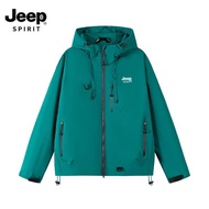 JEEP SPIRIT เสื้อกันลมสามตัวเสื้อแจ็คเก็ต Jaket Daki Gunung กลางแจ้งเสื้อลำลองตัวหลวมสำหรับทั้งหญิงแ