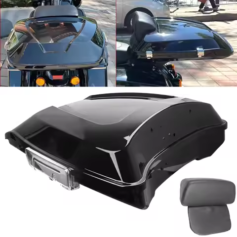 Motorcycle Trunk Luggage Tail Box Tour Pak Pack Angled w/Pad For Harley Touring CVO Electra Glide Ul