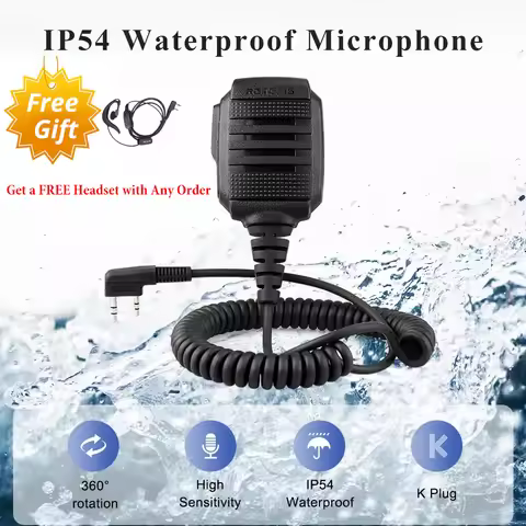 Retevis HK006 RA89 Waterproof Walkie Talkie Microphone PTT Mic Radio Speaker for Baofeng UV-5R BF-88