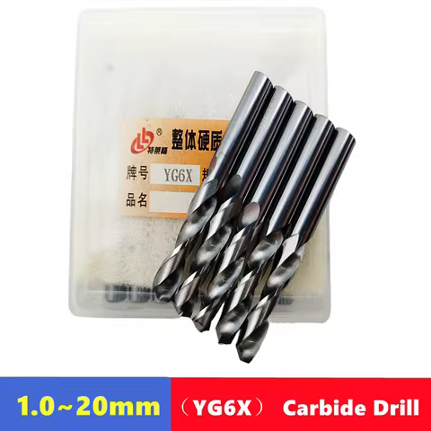 1pcs YG6X carbide drill bit 1-20mm, alloy integral tungsten steel drill straight shank Fried Dough T