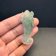 瀚玉珠寶 天然冰種翡翠 冰綠起光觀音翡翠墜 冰種放光 法相莊嚴