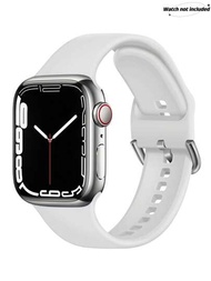 1 Pieza Correa Blanca Deportiva De Silicona Suave Y Casual Con Hebilla De Metal Para Reloj De Hombre Y Mujer, Cómoda Y Ajustable Con Banda Resistente Al Agua. Compatible Con Apple Watch 38/40/41/42/44/45/49mm Ultra/se/9/8/7/6/5/4/3/2/1, Accesorio Para Banda De Reloj Inteligente