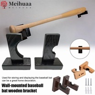 MEIHUAA 2Pcs Hockey Stick Stand, Wooden with Screws Baseball Bat Holder,  Portable Display Rack Brac