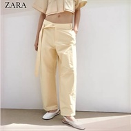 ZARA barrel leg pants with asymmetrical belt