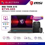MSI Thin A15 B7VE-605 15.6'' FHD Gaming Laptop Cosmos Gray ( Ryzen 5 7535HS, 8GB D5, 512GB SSD, RTX4
