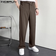 INCERUN กางเกงชิโน่ผู้ชายแบบหลวม,กางเกงหลวมๆสไตล์เกาหลี