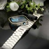 Two-In-One Compatible With Apple Watch Band + Case For Men And Women High-End Business Stainless Ste