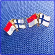 Cross Flag Pin Indonesia Finland Indonesia Finland Indonesia Friendship Flag Pin - KM