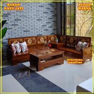 kursi sudut ruang tamu kayu jati terlaris set kursi pojok minimalis