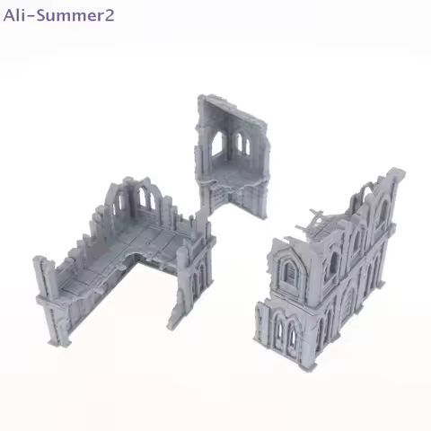{Summer2} 3D Printed Gothic Building Ruins Terrain Scenery Unpainted Mini Building Model Kit For DND