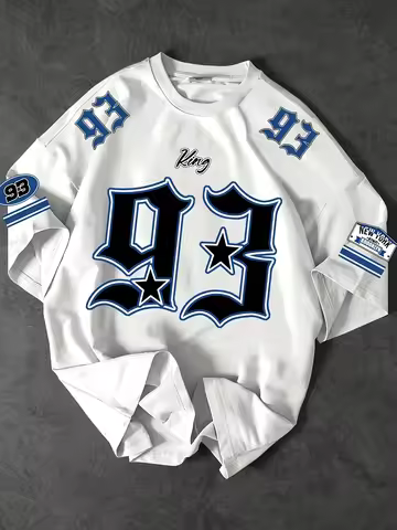 2025 New Men's King No.93 3D Digital Printed T-shirt Summer Short Sleeve O-neck Tees Male Clothes Ca