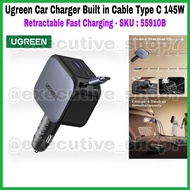 Ugreen Car Charger Built in Cable Type C 145W - Retractable Fast Charging - SKU: 55910B