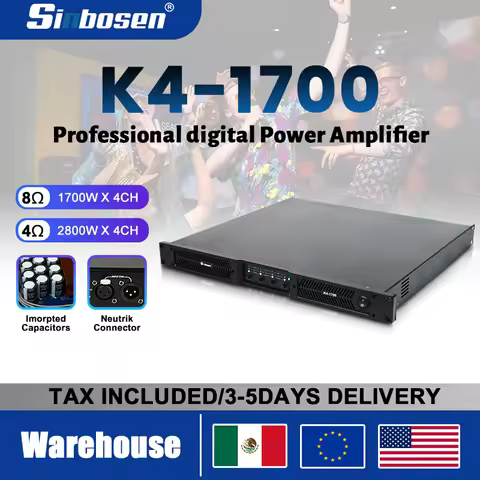 Sinbosen K4-1700 4 Channels 2800 Watts Into 4 Ohms Professional 1u Digital Class D Power Amplifier