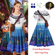 Encanto Mirabel Madrigal Costume for Adult Women White Flower Dress Wig Halloween Party Clothes