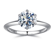 2ct Round Moissanite Engagement Ring for Women, Brilliant D Color VVS1 Clarity Classic Lab Created D
