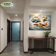 Gold Good Luck Koi Lotus Good Luck Lotus Stickers Indoor Living Room Entrance Door Stickers STJF7