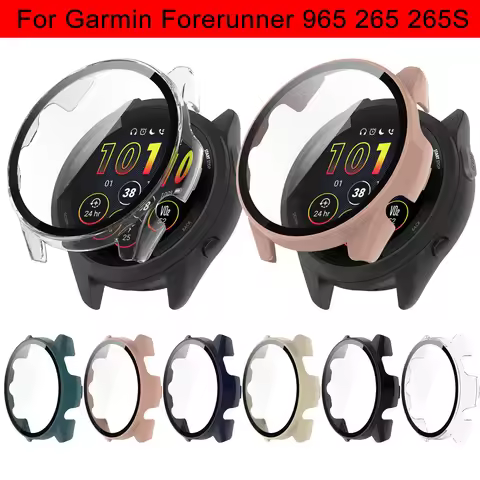 Glass + Case For Garmin Forerunner 965 265 265S Accessoroy PC Protective Cover + Screen Protector Fo
