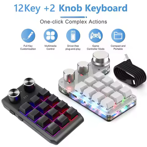 Programming Macro Custom Knob Keyboard RGB 12 Key Copy Paste Mini Button Photoshop Gaming Keypad Mec