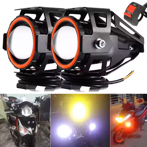Auxiliary Motorcycle Headlights Flasher Angel Eyes U7 Light For BENELLI TNT 125 TNT 250 600I TRK502 