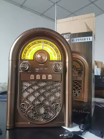 R-1950BT Portable Retro FM/AM/SW 3 Band Radio, Bluetooth Speaker & AC/DC Charging,USB TF Playback,12
