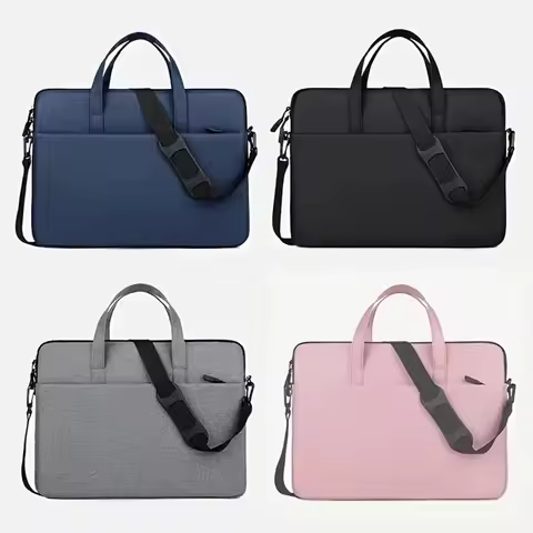 Solid Color Easy Lightweight Portable Laptop Bag, Portable Business Travel Laptop Sleeve, Zippered C