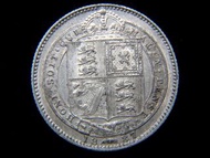英國銀幣-1887年英國(United Kingdom)皇家國徽英女皇維多利亞金禧(Golden Jubilee)像壹先令(Silver Shilling)銀幣(好品)