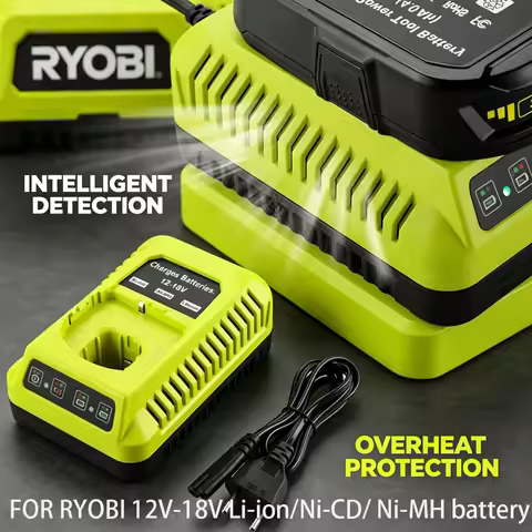RYOBI ONE+ 12V-18V Battery Charger 2/3A Fast Charger for Li-ion Ni-CD Ni-MH Batteries with LED Statu