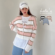 LULUS [A03220048] Y Striped V-Neck Cardigan Jacket 3 Colors220421