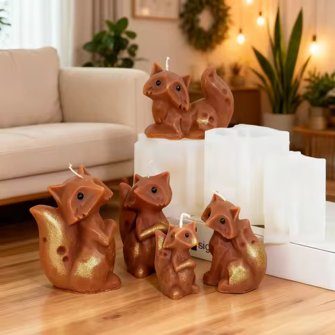 3D Cute Fox Silicone Candle Molds Rising Head Clever Fox Resin Casting Resin Animal Plaster Aroma So
