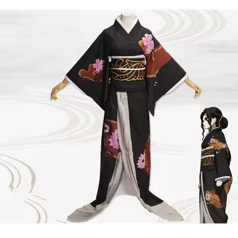 Kibutsuji Muzan Cosplay Costume Women Kimono Anime Cosplay Costumes Uniforms Clothes Dresses Wig