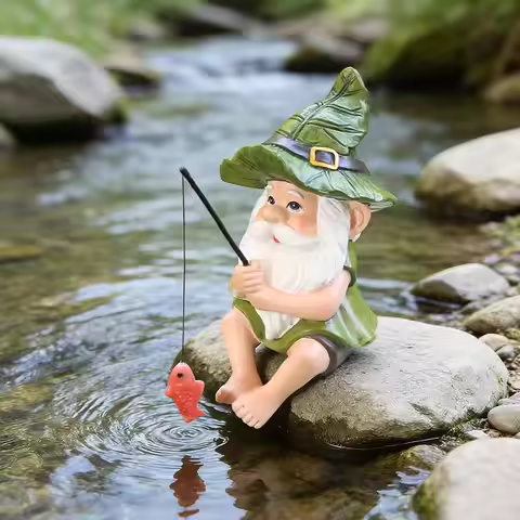 Garden Gnome Outdoor Statue, Gnome Decoration For Yard Fishing Gnome Statue Outdoor Garden Decor, Fi