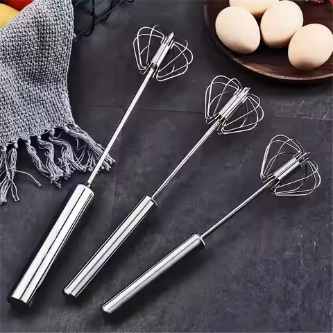 Egg Beater Stainless Steel Manual Hand Mixer Semi Automatic Mixer Whisk Self-Turning Cream Utensils 