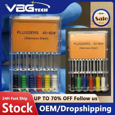 6Pcs/Pack Stainless Steel Dental Pluggers K Files Spreader Hand Pluggers Endo Handuse Root Canal Fil