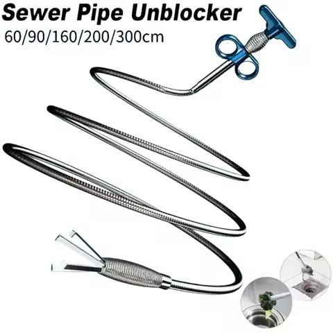 1/1.6/2/3M Spring Pipe Dredging Tools Sewer Pipe Unblocker Drain Snake Hose Drain Cleaner Sticks Clo