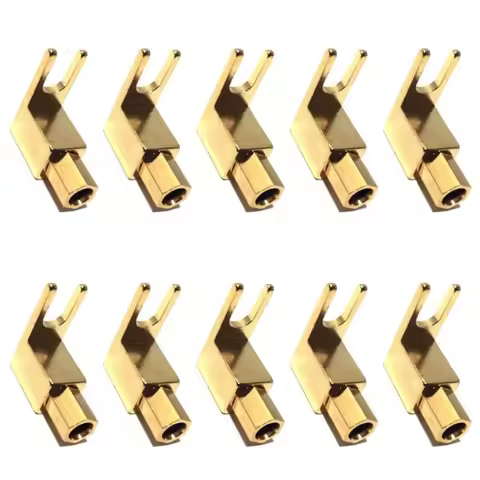 10pcs High Quality Gold Plated Speaker Fork Jack Connector Spade Plug For 4mm U Banana Plug to Spade
