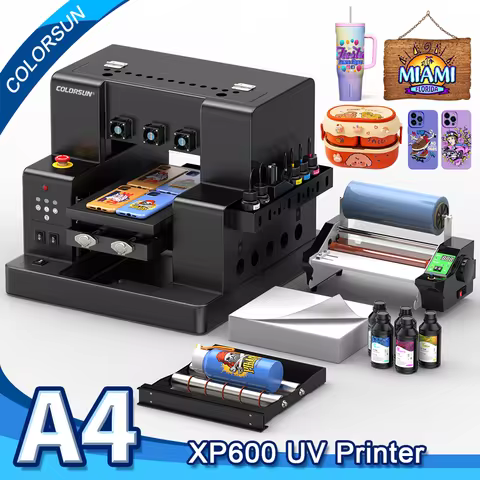 Colorsun A4 UV Printer For Epson XP600 Impressora A4 UV Flatbed Printer UV Sticker Printer Machine F