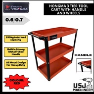 HONGMA 0.6/0.7 3 Tier Tool Cart With Handle And Wheels