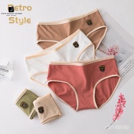 JKG Morandi Cotton Panties Middle Waist Underwear Solid Color Women Lingerie Ufvd