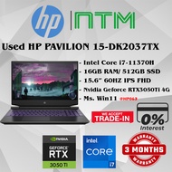#HP063 USED HP PAVILION 15-DK2037TX Gaming Laptop intel i7-11370H 16GB 512GB SSD NVIDIA RTX3050Ti RT
