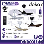 DEKA+ CROX LED 28 Inch 3 Blades 12 Speed Forward + Reverse Remote Control DC Motor Energy Saving Cei