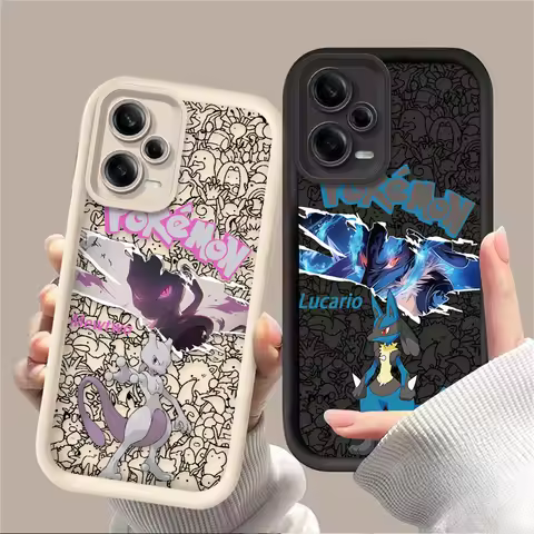 P-Pokemon Lucario Mewtwo Case For Xiaomi Redmi Note 13 14 12 11 Pro Plus 5G 14S 12S 11S 10S 10 9 Red