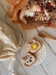 貓吐司羊毛氈束口袋 材料包