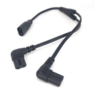 IEC 320 C8 Male to Dual C7 Right Angle Female Y Split Power Cable IEC 2Pin Figure 8 Male to 2 Female