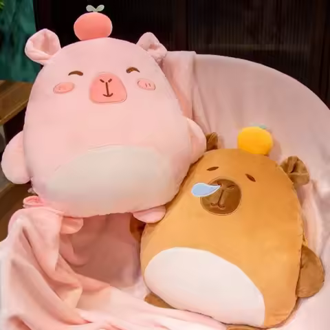 3-in-1 Capybara Throw Pillow PP Cotton Filled Air Conditioning Blanket Plush Pillow Blanket Animal P