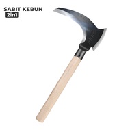 Sabit Kapak Ganda Gagang Kayu Sabit Kebun 2in1 Stainless Stell Tajam Tahan Lama - 6722