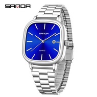 SANDA Couple Quartz Watch Men's and Women's Square Watch 3ATM Waterproof Calendar Luxury Men's Watch
