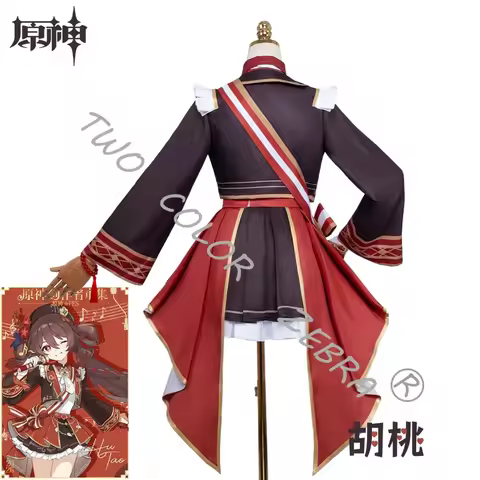 A;3\v,7'd/Game Genshin Impact Hutao Cosplay Costume Red Dress Full Set Clothes Props Wig Halloween C