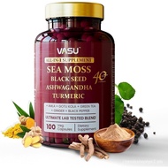 Vasu Sea Moss Capsules - 100 Count - Sea Moss Black Seed Oil  Ginger, Irish Sea Moss Capsules for St