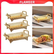 [FlameerMY] Iron Golden Fruit Tray with Handles Countertop Tray Desert Tray Storage